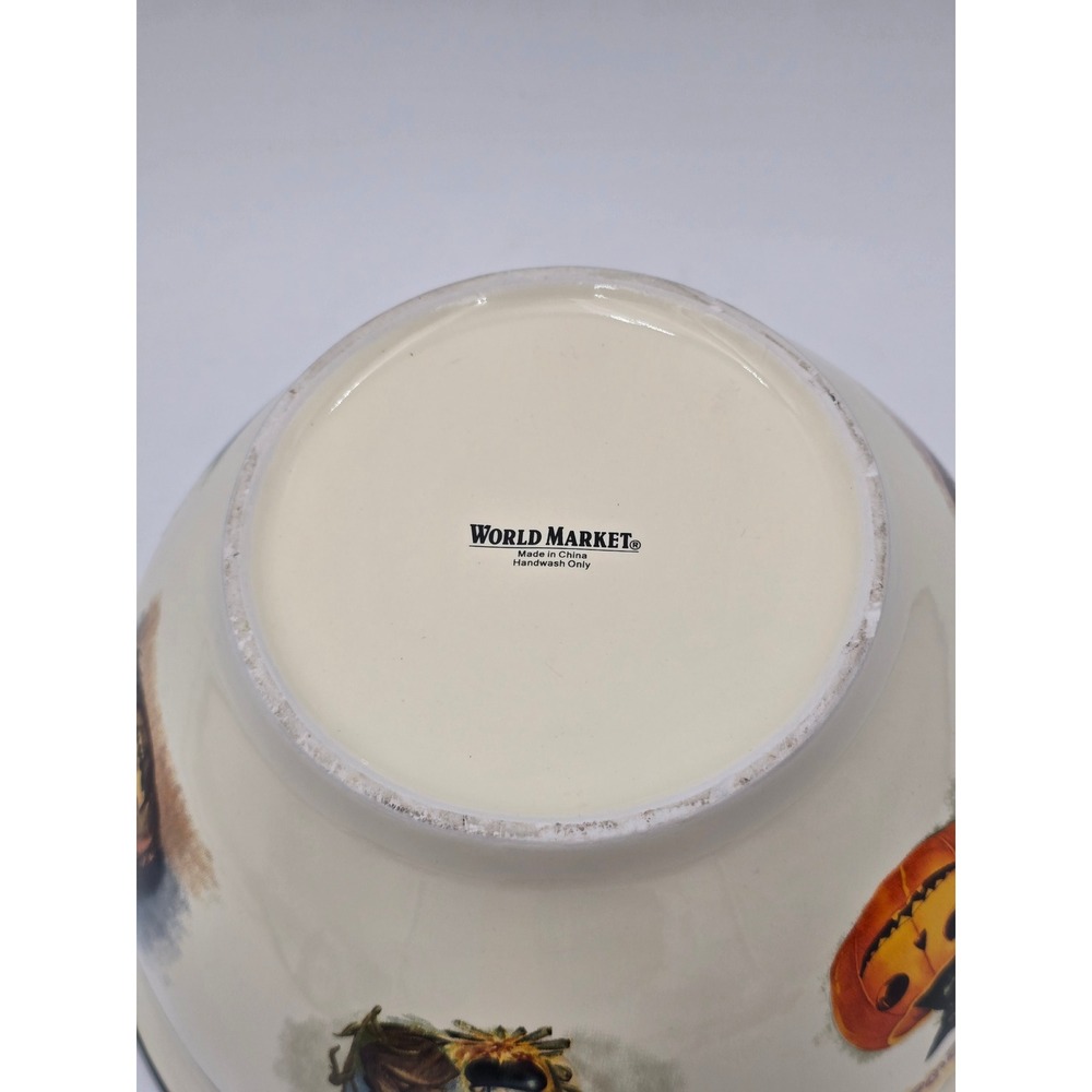 World Market Halloween Serving Bowl Black Cat Owl Boo It's Gone Vintage Style‎ - Picture 9 of 9